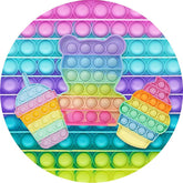 Lofaris Pop It Teddy Dessert Birthday Party Round Backdrops